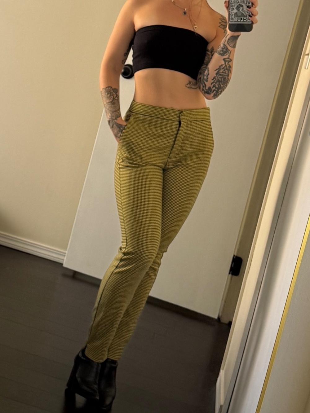 Yellow Houndstooth Pants